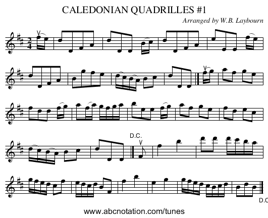CALEDONIAN QUADRILLES #1 - staff notation