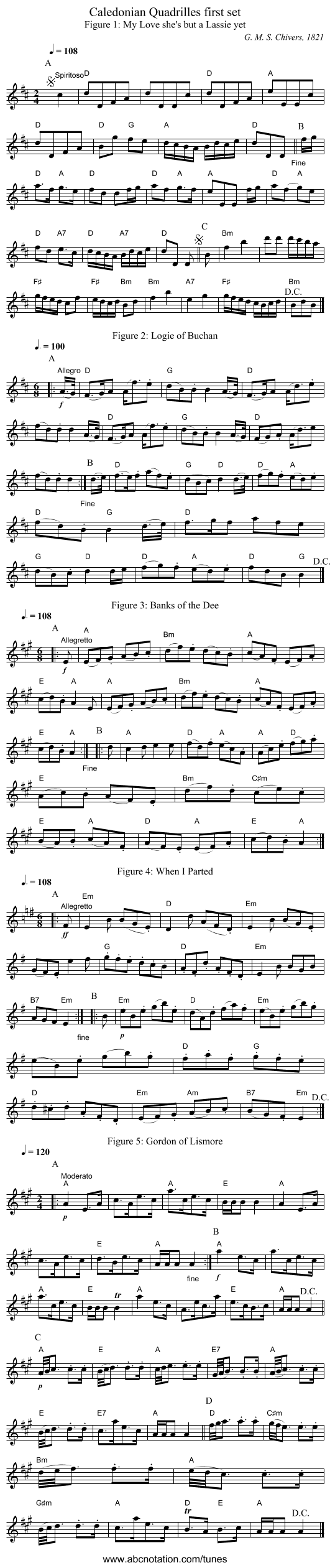 Caledonian Quadrilles first set - staff notation