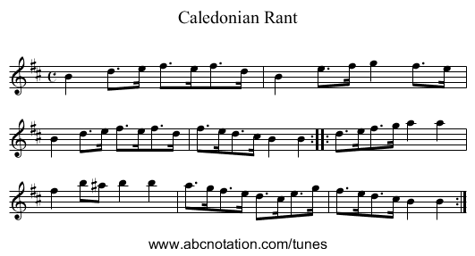 Caledonian Rant - staff notation