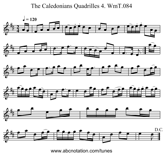 Caledonians Quadrilles 4. WmT.084, The - staff notation