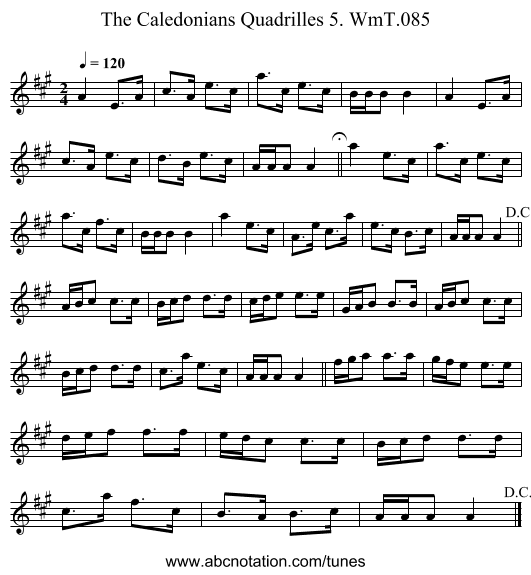 Caledonians Quadrilles 5. WmT.085, The - staff notation