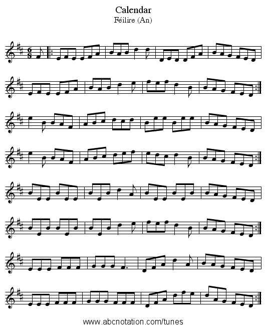 Calendar - staff notation