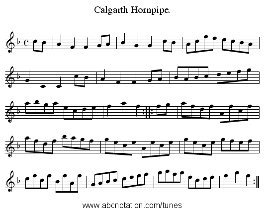 Calgarth Hornpipe. - staff notation