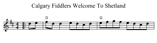 Calgary Fiddlers Welcome To Shetland - staff notation