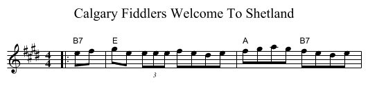 Calgary Fiddlers Welcome To Shetland - staff notation