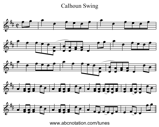 Calhoun Swing - staff notation