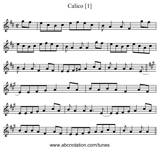 Calico [1] - staff notation