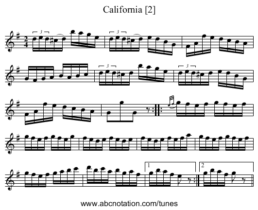 California [2] - staff notation