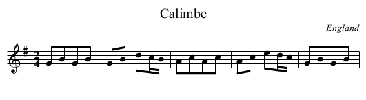 Calimbe - staff notation