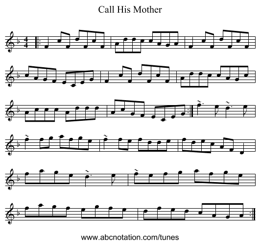Call His Mother - staff notation