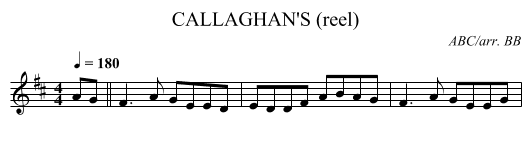 CALLAGHAN'S (reel) - staff notation