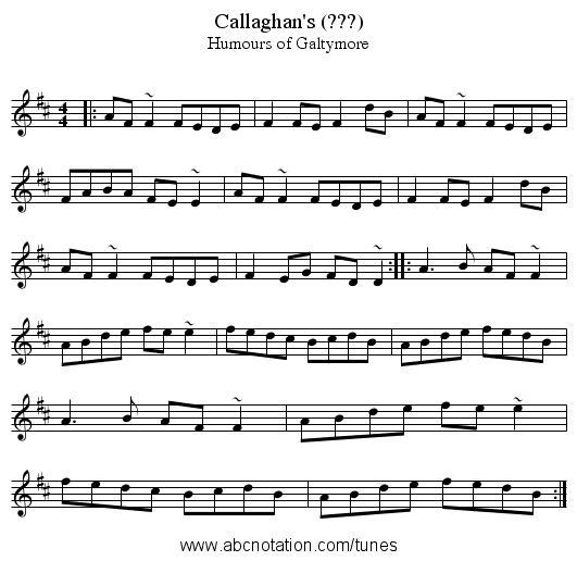 Callaghan's (???) - staff notation