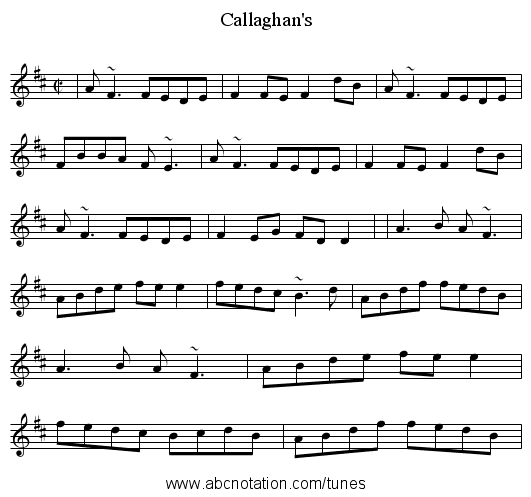 Callaghan's - staff notation