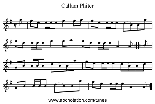 Callam Phiter - staff notation