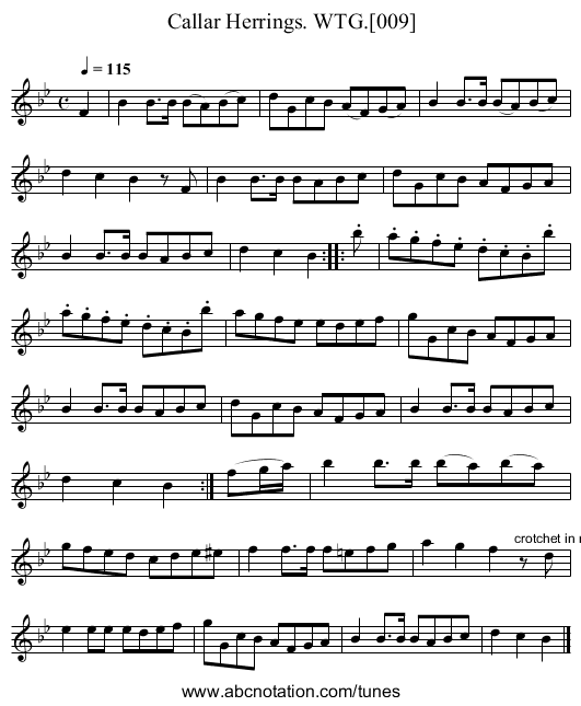 Callar Herrings. WTG.[009] - staff notation