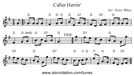 Caller Herrin' - staff notation