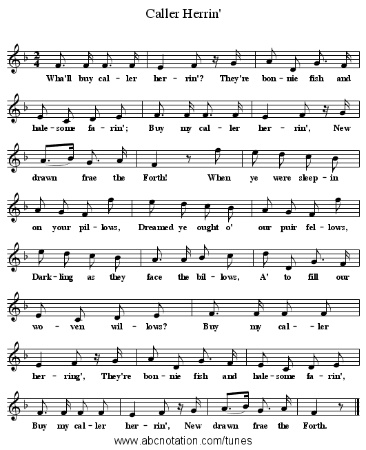 Caller Herrin' - staff notation