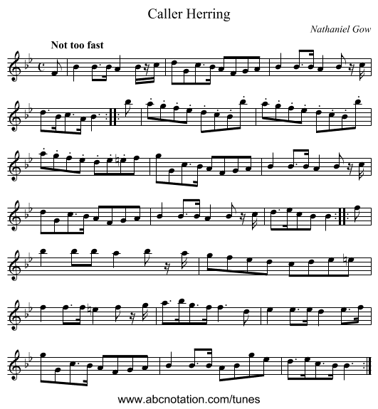 Caller Herring - staff notation