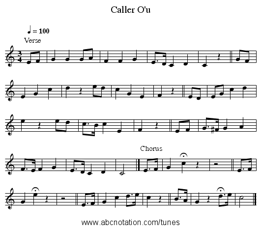 Caller O'u - staff notation