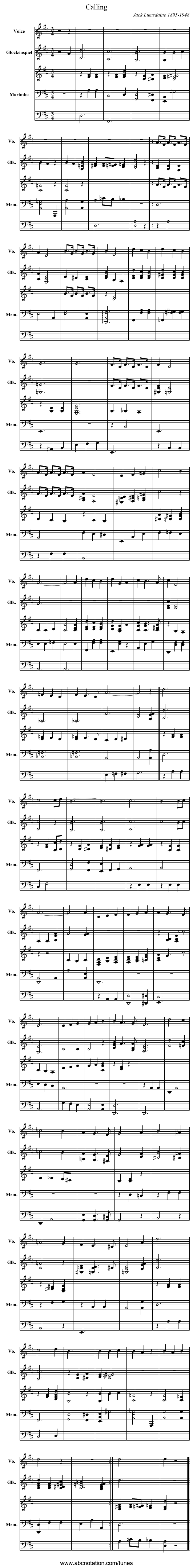 Calling - staff notation