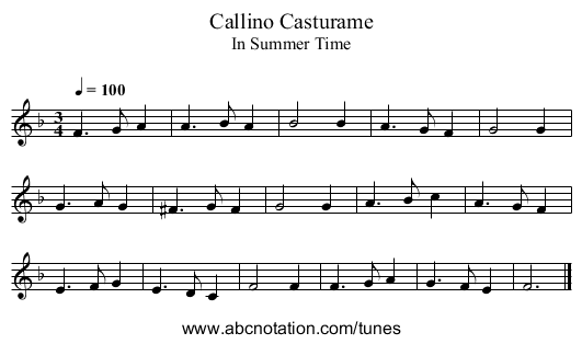 Callino Casturame - staff notation