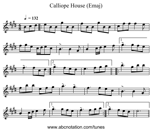 Calliope House (Emaj) - staff notation