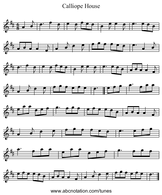 Calliope House - staff notation