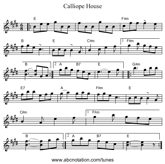 Calliope House - staff notation