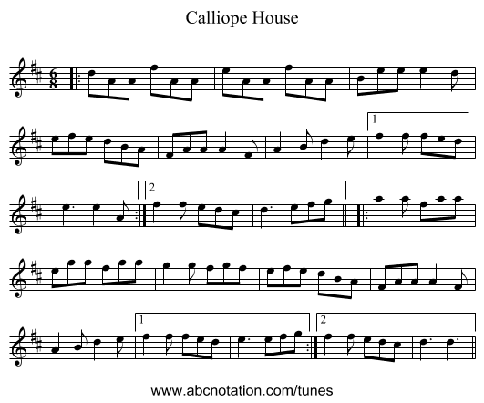 Calliope House - staff notation