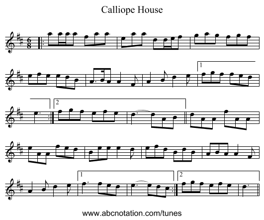 Calliope House - staff notation