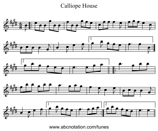 Calliope House - staff notation