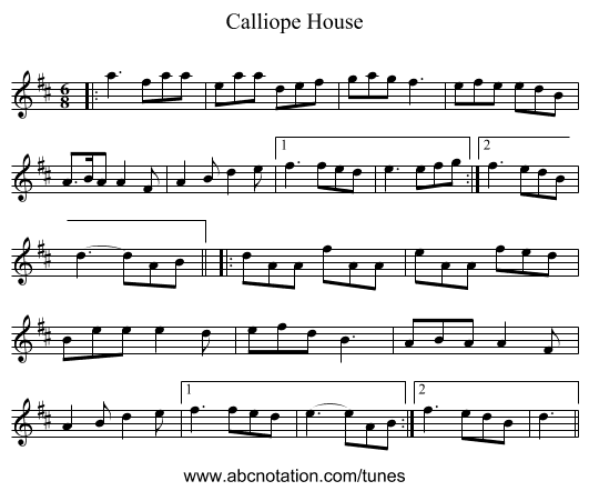 Calliope House - staff notation