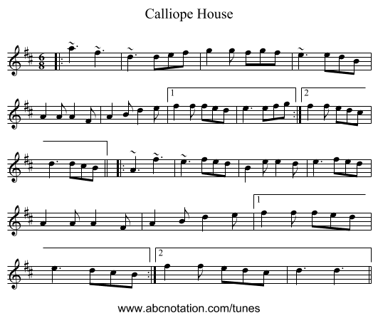 Calliope House - staff notation