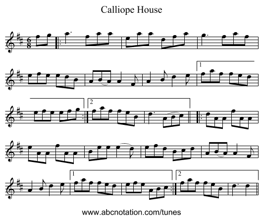 Calliope House - staff notation