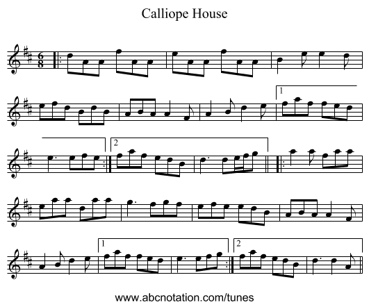 Calliope House - staff notation