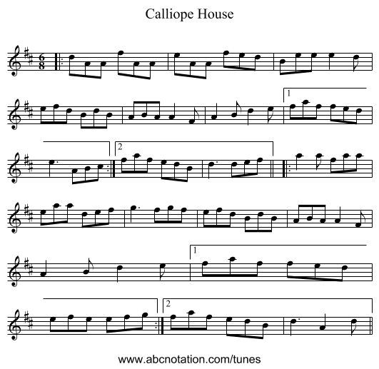 Calliope House - staff notation