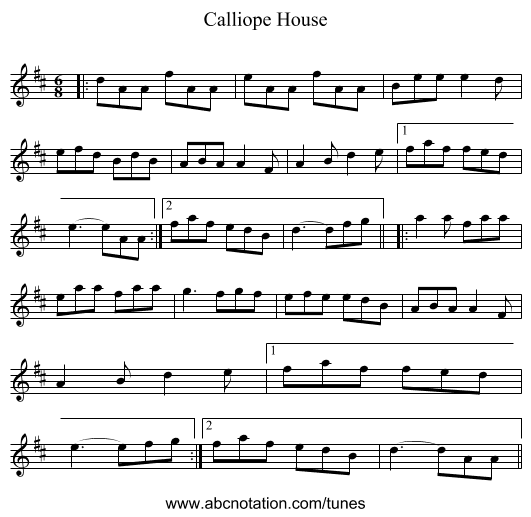 Calliope House - staff notation