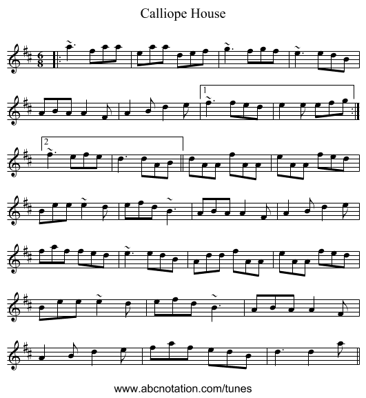 Calliope House - staff notation