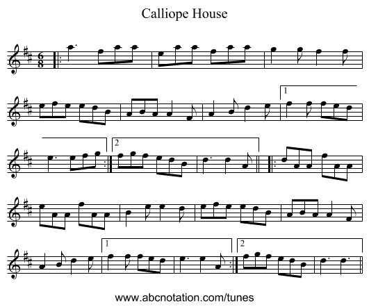Calliope House - staff notation