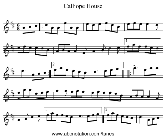 Calliope House - staff notation