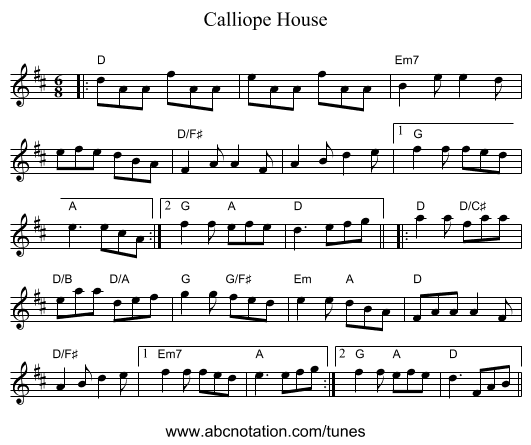 Calliope House - staff notation