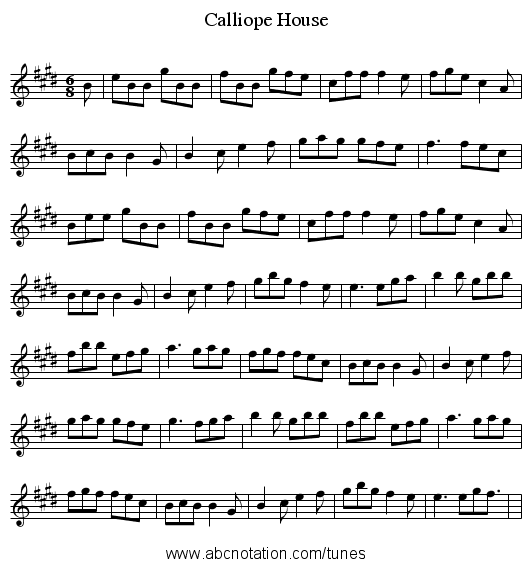 Calliope House - staff notation