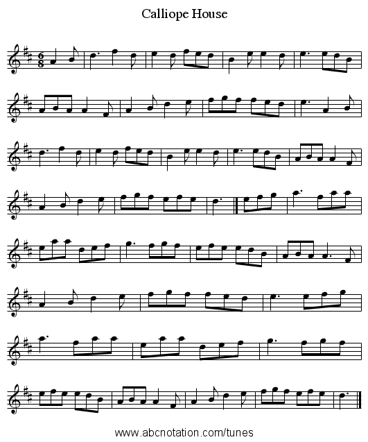 Calliope House - staff notation