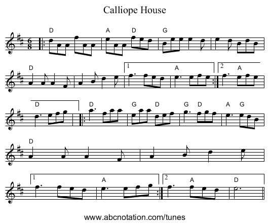 Calliope House - staff notation