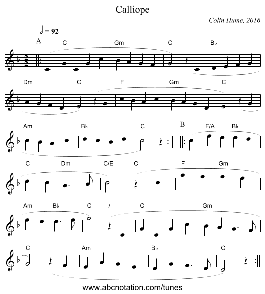Calliope - staff notation