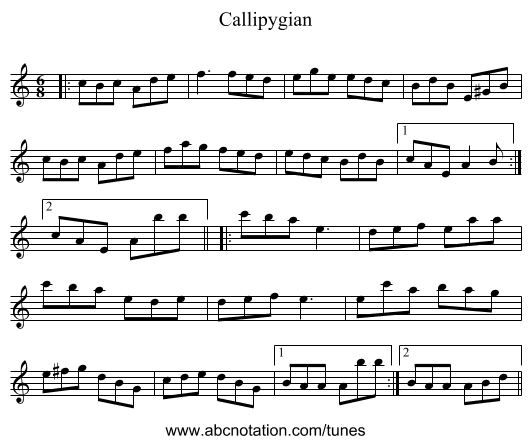 Callipygian - staff notation