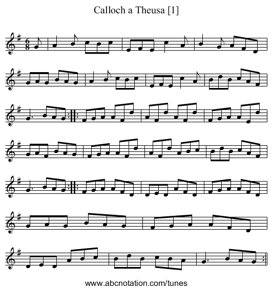 Calloch a Theusa [1] - staff notation