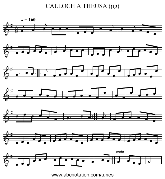 CALLOCH A THEUSA (jig) - staff notation