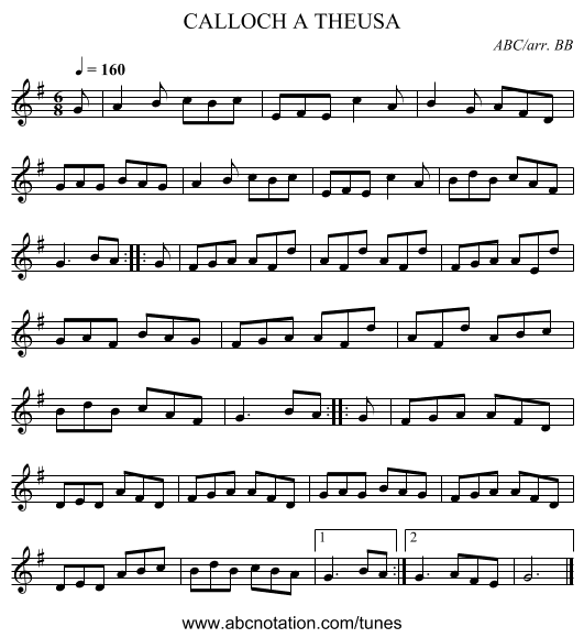 CALLOCH A THEUSA - staff notation