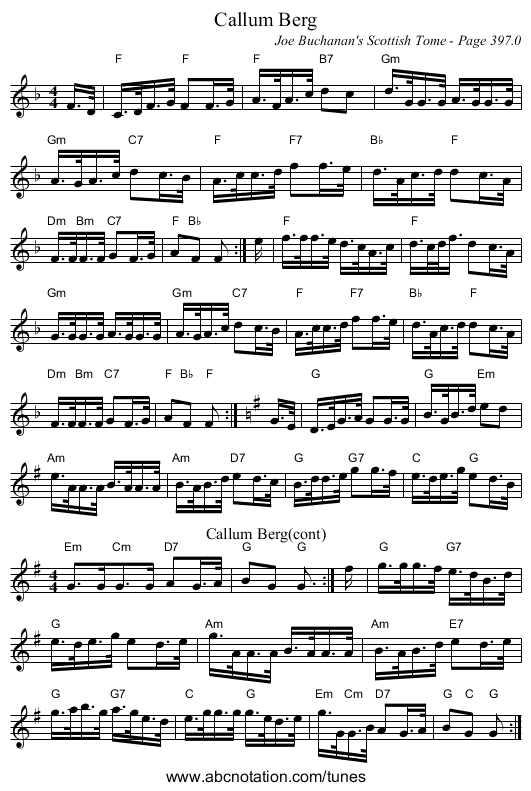Callum Berg - staff notation